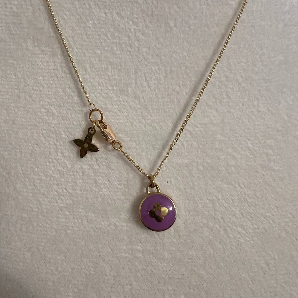 Authentic Louis Vuitton Purple Charm on Unbranded Necklace